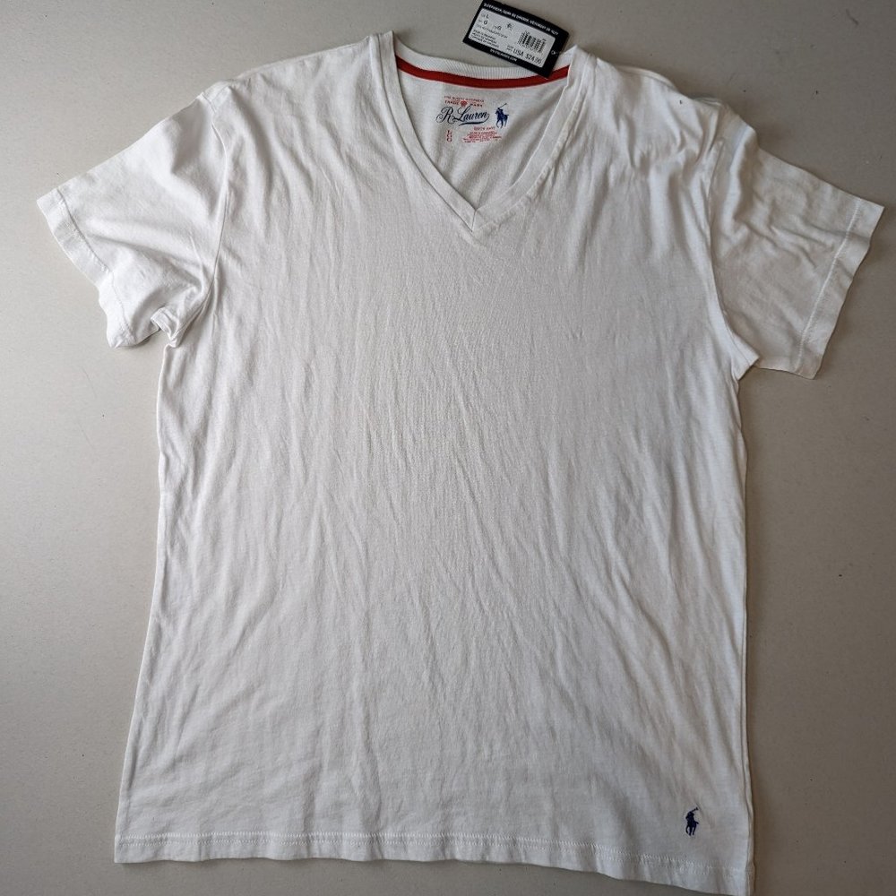 Ralph Lauren Solid Cotton V-Neck Sleepwear Tee